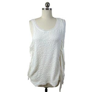 Free People Knit Sweater Small NWT White Sleeveless Asymmetrical Hem Fringed